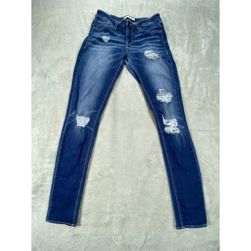 Daytrip Refined Virgo Jeans Womens 27 Blue Denim Stretch Distressed Skinny Leg
